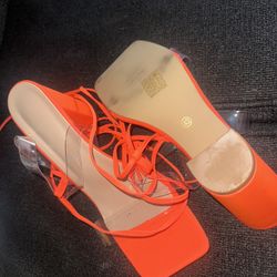Orange And Clear Heels 
