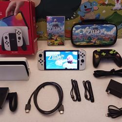  Switch OLED 64GB - TLOZ Link's Awakening Bundle -W/ Accessories 