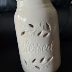 Ceramic "Blessed" Tealight Candle Holder
