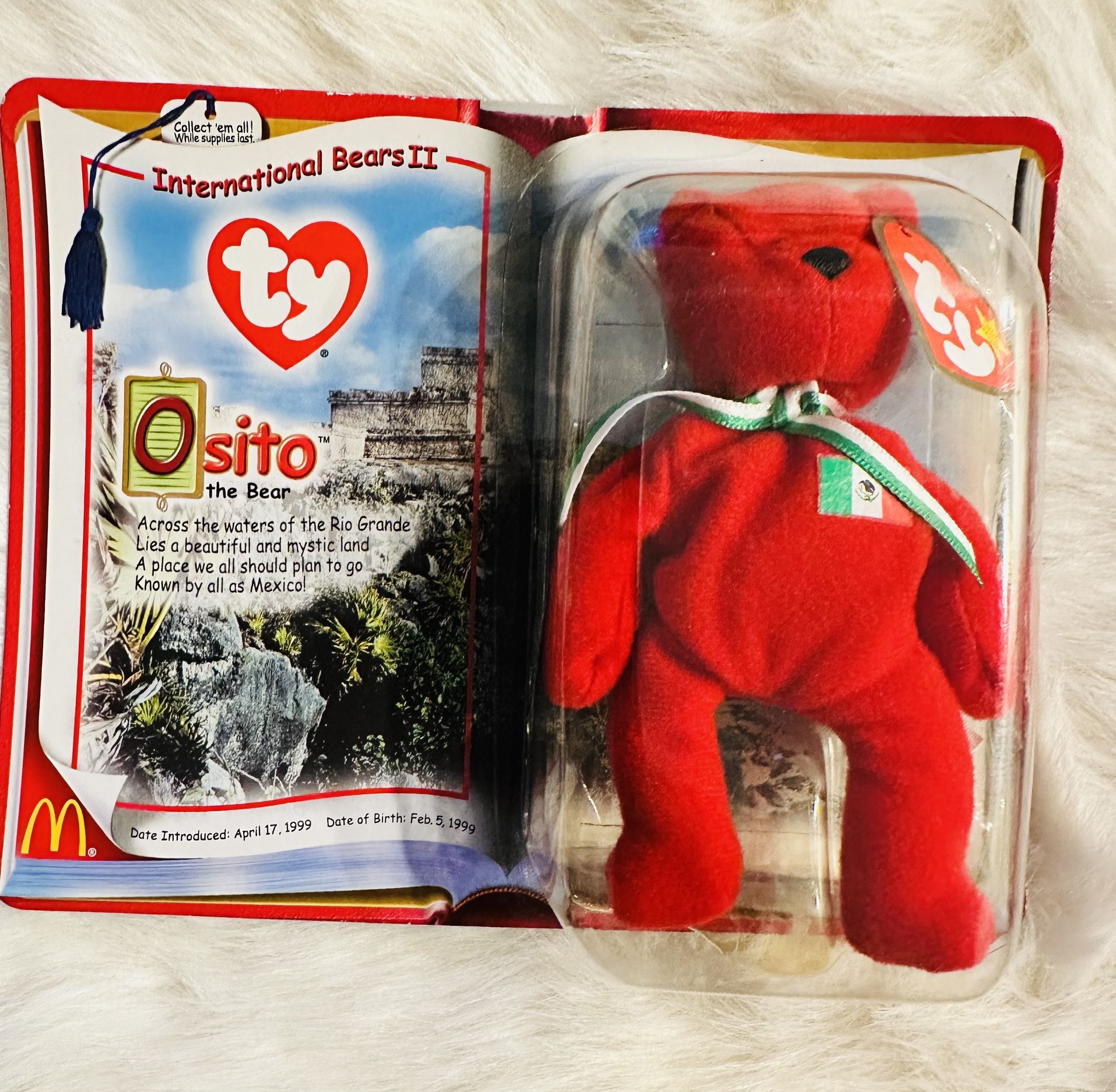 Osito Mexico The Bear McDonalds TY Teenie Beanie Baby 1999 Rare. new inbox