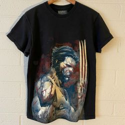 Vintage Marvel Wolverine X-Men Tee T-shirt Black Size 2XL 