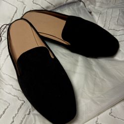 Black Suede Mules Shoes Women Size EU 40
