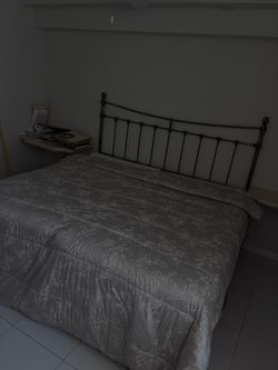 Black Metal Bed Frame with Headboard