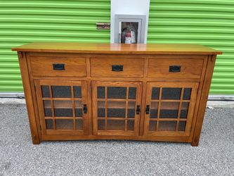 Solid oak buffet cabinet