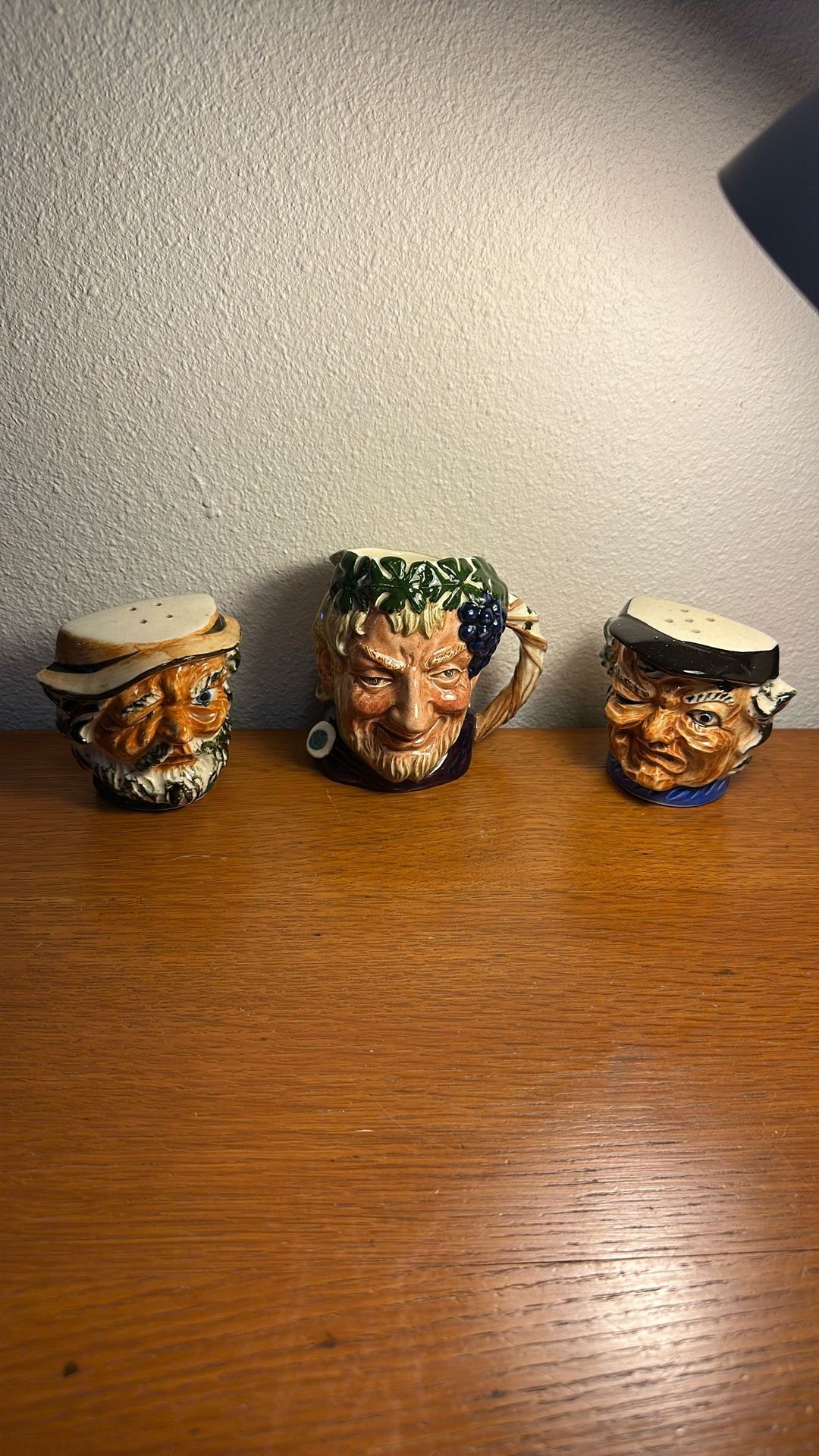 Vintage Toby Salt $ Pepper Shakers & Bacchus Mug