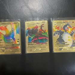 3 Gold Metal Pokémon Cards