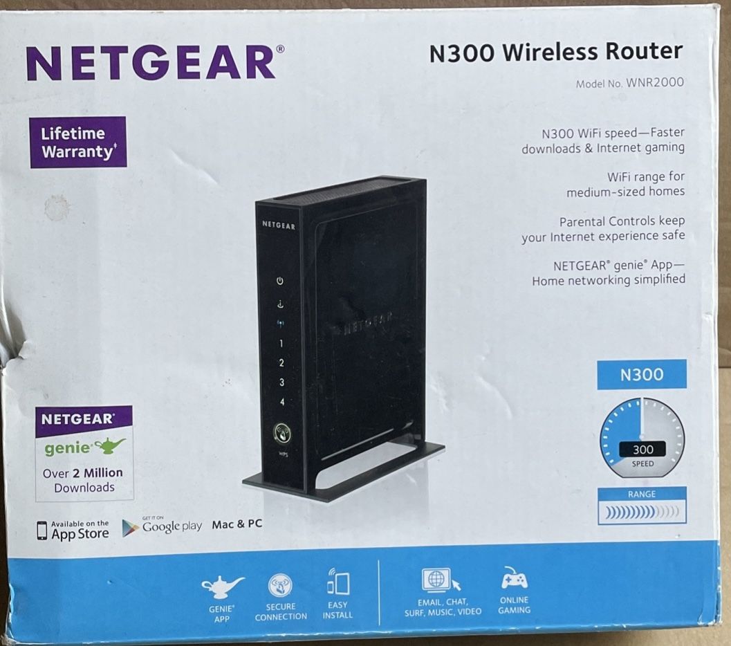 Netgear N300 Wireless WiFi Router WNR2000v4 Black Missing It’s Original Adapter