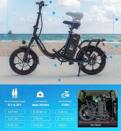 16" Electric Bike, Max 25Miles Range(Pedal-Assist) & Speed 15.5 Mph Power 350W Motor, Folding E-Bike