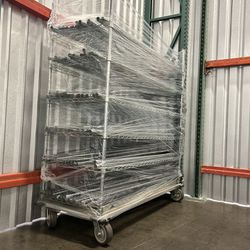 Metro Warehouse Carts Chrome Plated Wire Metal Shelves On Industrial Rolling Platform/ Dolly 