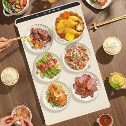 Food Heating Mat Food Warming Mat Silicone Electric Heating Tray Electric Warming Tray for Buffets Party White