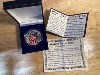 Vintage 1999 Limited Edition Colorized American Silver Eagle 1oz .999 Fine Silver Dollar