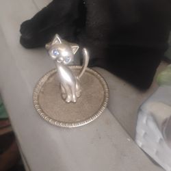 Sliver Plated Cat Ring Holder