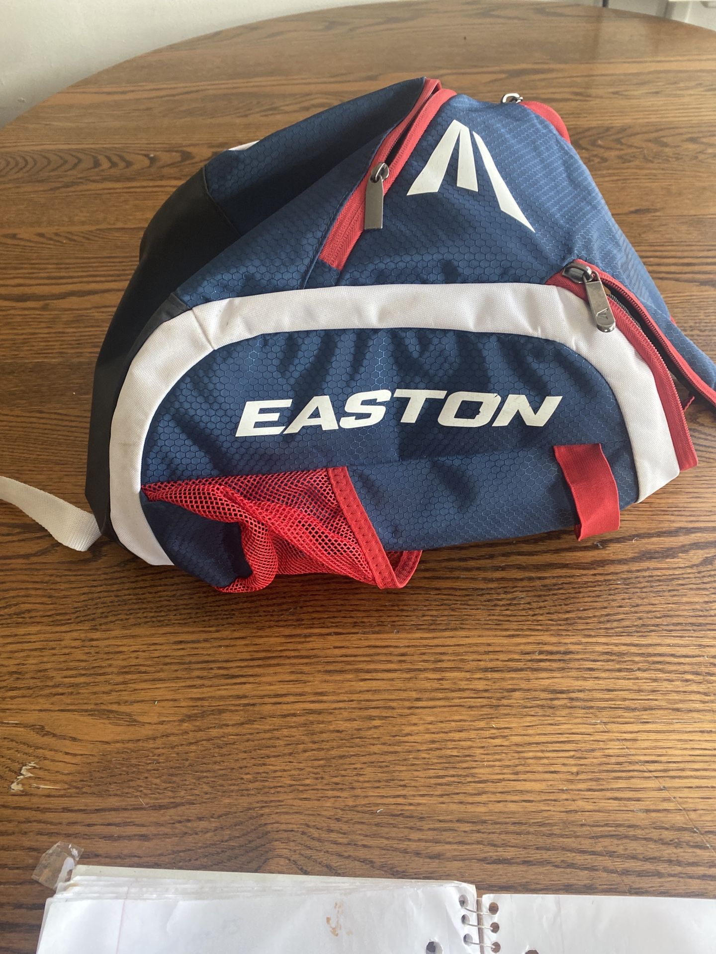 Easton Youth Game Ready Elite Baseball Softball Backpack Multiple Zip Pockets Red/White/Blue