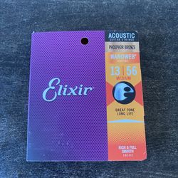 Elixir Strings Phosphor Bronze Acoustic Guitar Strings w NANOWEB Coating, Medium