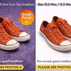 Converse All Star Low Top Sneakers – Size 10.5 Men / 12.5 Women – Rust Orange  