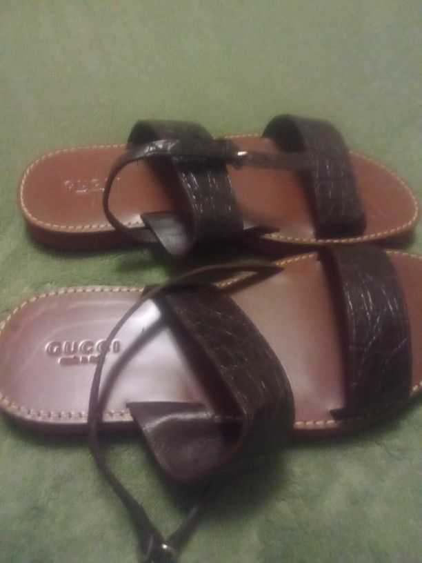 Gucci Brown Leather Sandals 