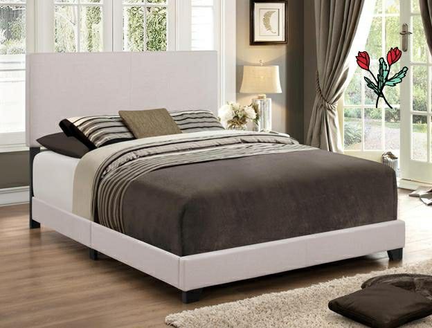 #NEW Erin Khaki Upholstered Queen Bed(King $169) FREE DELİVERY