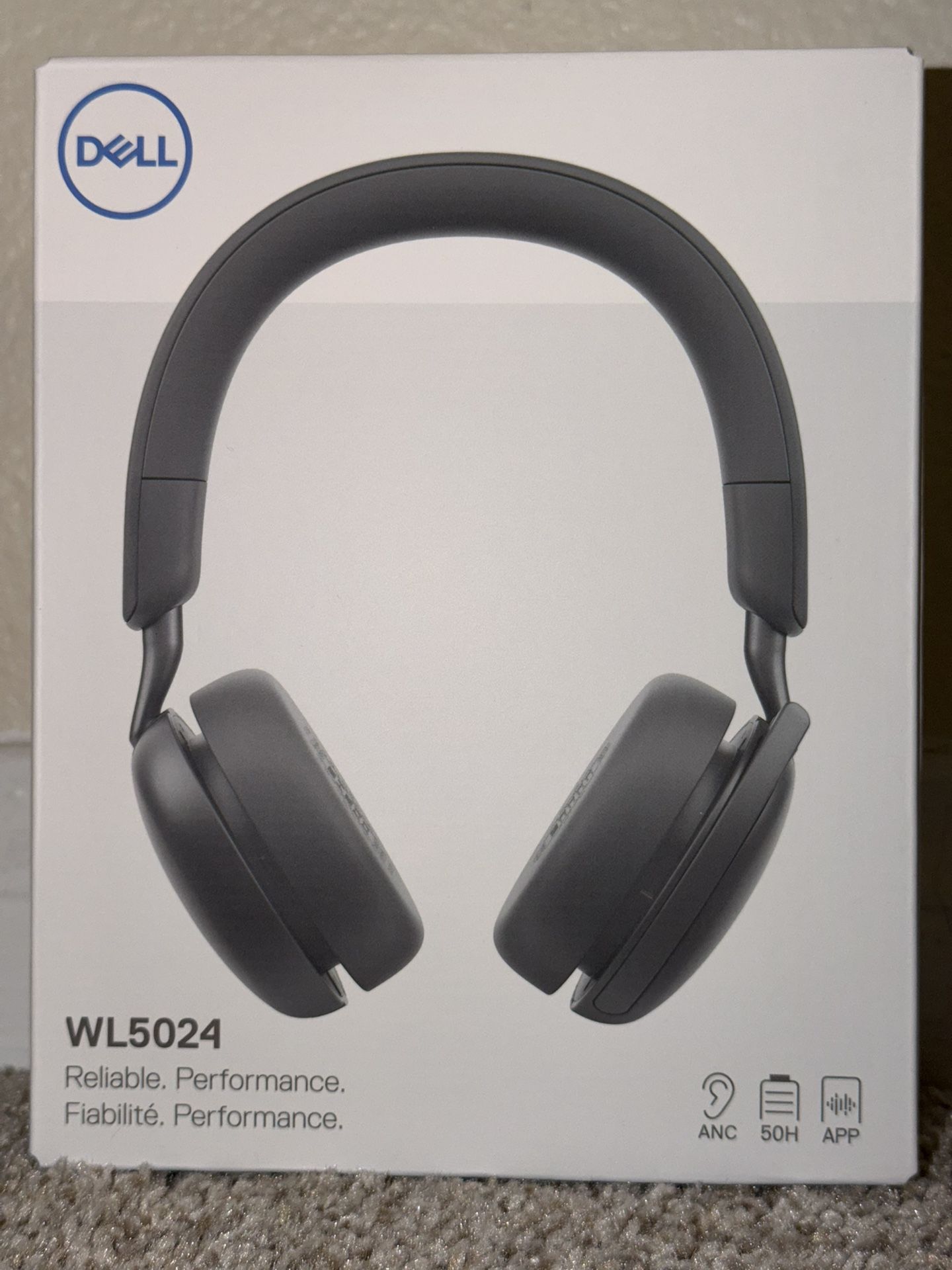 Dell WL5024 Pro Wireless ANC Headset - Hybrid Active Noise Cancellation, AI-Based Noise Cancellation Microphone, Leatherette Headband, Effortless conn