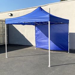 (New) $120 Heavy-Duty Ez Popup Canopy 10 x 10 FT with (1 Sidewall, Carry Bag) 
