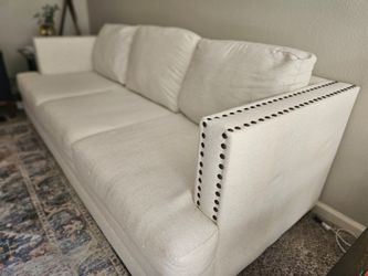 Cream color couch, linen fabric, delicately used, kept covered always