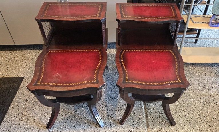 Vintage Mahogany French Provincial Coffee And Two End Step Tables.