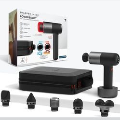 Sharper Image Deep Tissue Percussion Massage Gun, Powerboost Pro+ Hot & Cold Rechargeable Handheld Massager