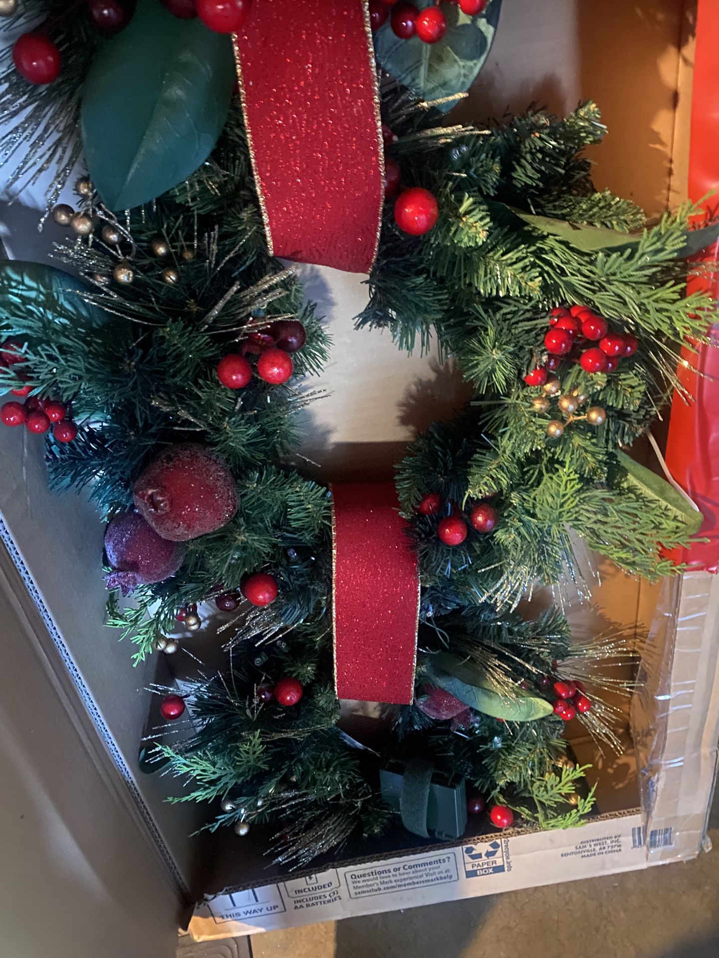 Three Wreath door hanger With lights