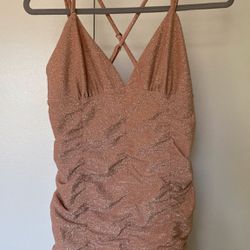 BRAND NEW Women's Sleeveless Ruched Shimmery Bodycon Dress - Wild Fable Blush Small