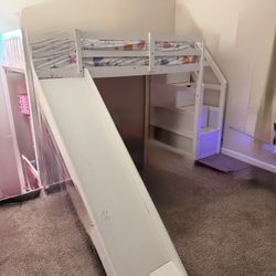 Kids Loft Bed w/ Slide & Storage Stairs – Solid Wood – Great Condition
