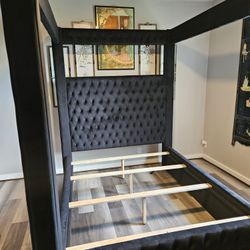 Black Canopy Queen Size Bed Frame Special 