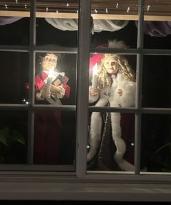 1995~Victorian Animated 27” Boy & Girl Carolers W/ Lite Candlesticks 