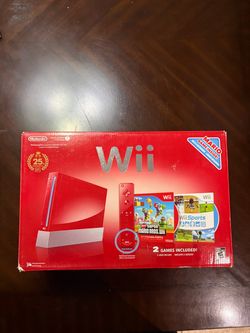 Nintendo Wii 25th Anniversary Red Console Bundle w/ Box + New Super Mario Bros.