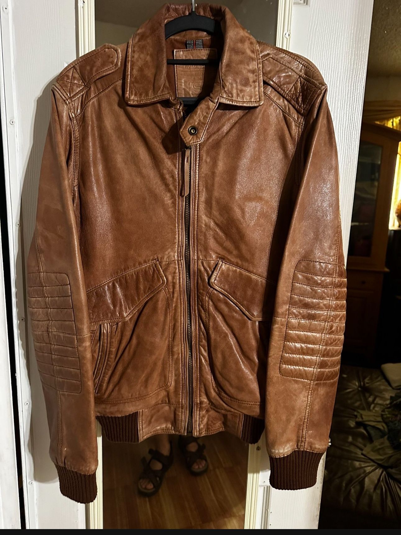 Genuine Brown Leather Jacket Size S