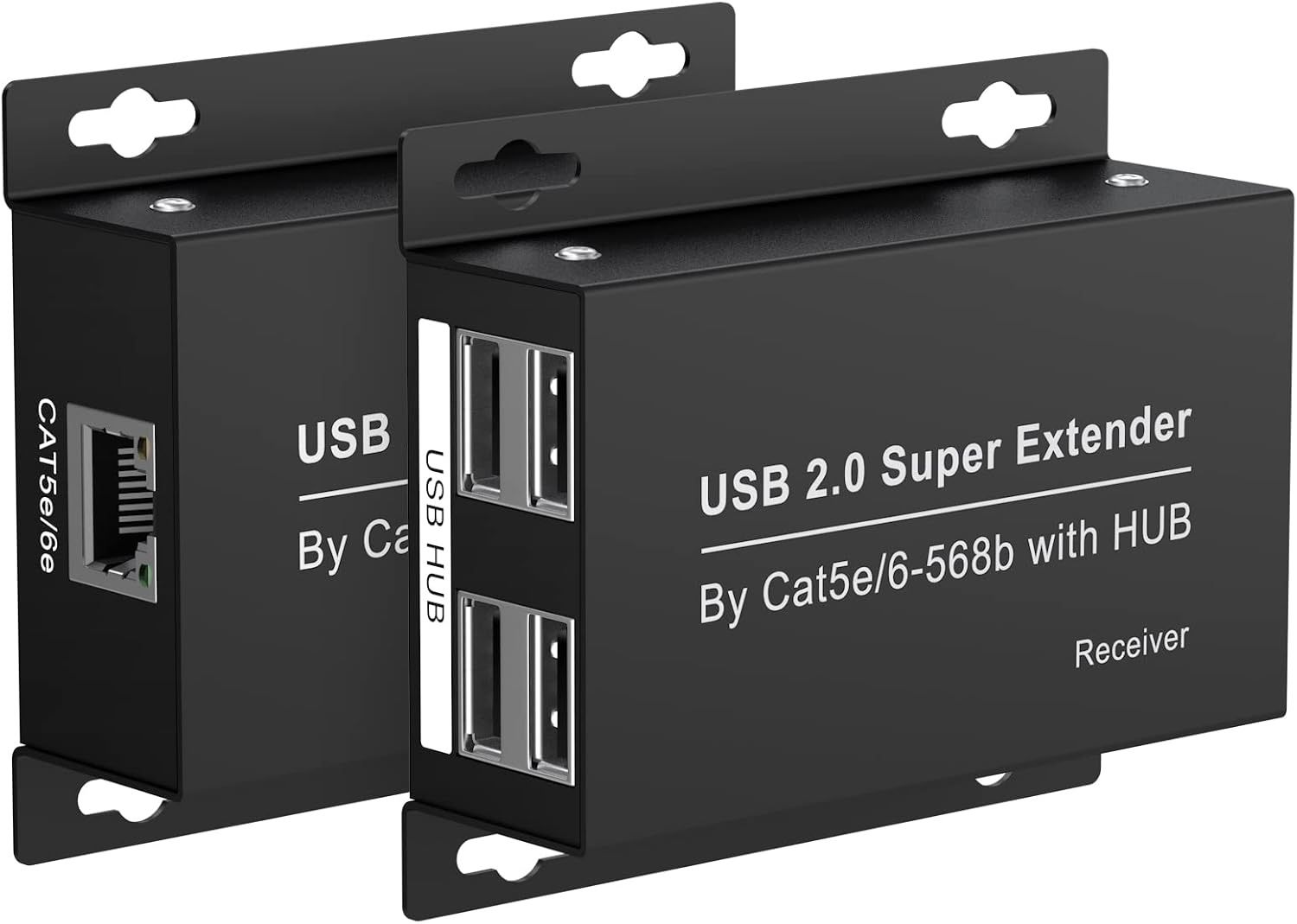 USB Extender Over Ethernet 200ft USB2.0 HUB RJ45 Cat5e 6 up to 480Mbps with Power Adapter 2 Cameras Work in Sync Support Windows MacOS Android Linux