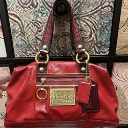 *** Rare*** Coach Poppy satchel shoulder bag purse red patent leather