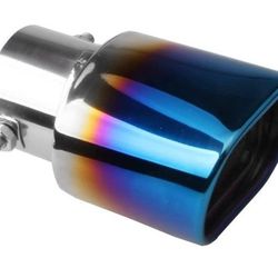 2.5 inch Inlet Stainless Steel Exhaust Tip 2.5" Inside Diameter Universal Bolt/Clamp-On Design Burnt Blue Tail Pipe Tip (Straight)
