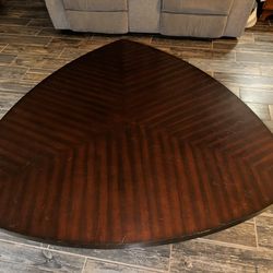 Unique triangular coffee table up cycled from kitchen table