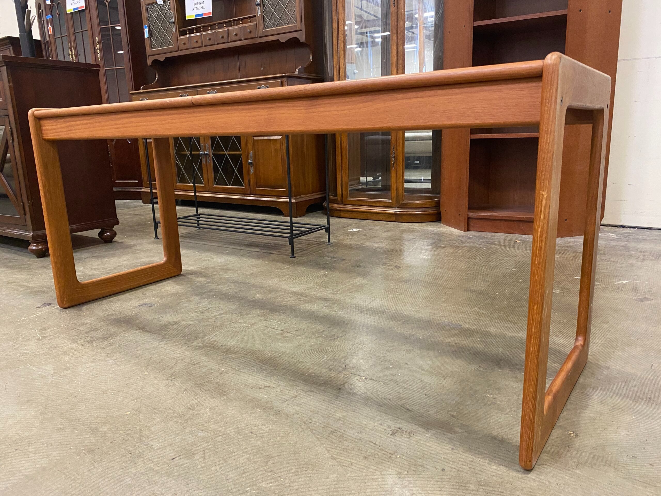 KOMFORT Vintage Mid-Century Modern Danish Teak Console Table with Dark Glass