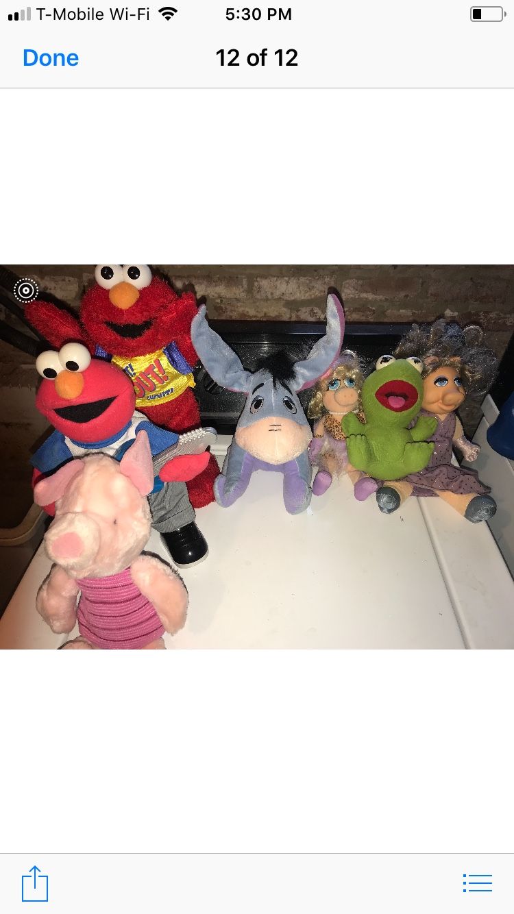 EEYORE, Elmo, kermit, Miss piggy and piglet 20$ for all