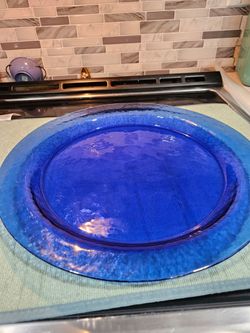 Large Vintage Colbalt blue Effetre Murano plate