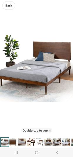 ZINUS Raymond Wood Platform Bed Frame with Adjustable Wood Headboard, Solid Wood Foundation, Wood Slat Support, No Box Spring Needed, Easy Assembly, Q