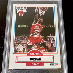 1990 Fleer Michael Jordan Chicago Bulls #26 Basketball Card PSA 7 NM.