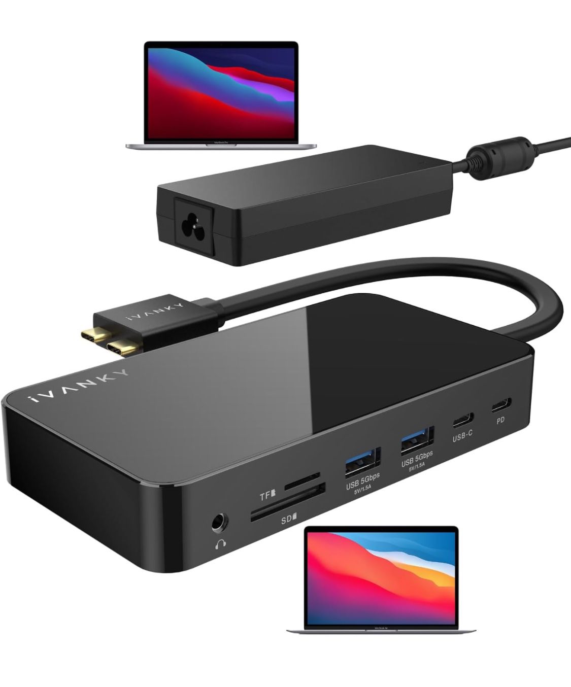iVANKY FusionDock 1 MacBook Pro Docking Station with 150W Power Adapter, 12-in-2 Dual 4K@60Hz Monitor Dock for MacBook M1/M2/M3 Pro/Max Display Dock