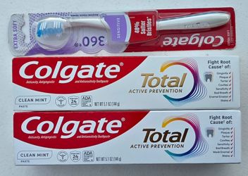 (2) Colgate Total Toothpaste & Extra Soft Toothbrush