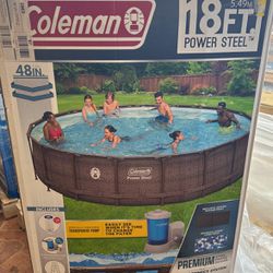 Coleman Power Steel 18’ x 48” Round Metal Frame Above Ground Pool Set