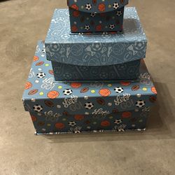 Blue Sports Themed Storage Boxes