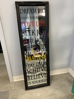 Mirrors 2 Of The Plain Mirrors Are 30” X 64”, And 1 Of With Uplifting Quotes Is 16” X 48” With Distressed Look Frame