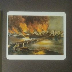 Civil War Confederate The Fall Of Richmond Virginia Knowledge Card Vintage Collectible Currier And & Ives Color Chromolithograph Photo 1865 Error