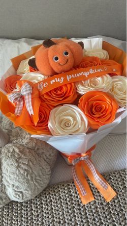 "Be My Pumpkin" Handmade Rose Bouquet with Plush