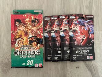 BANDAI TCG ONE PIECE OP16 TIME OF BATTLE LOT OF 4 SLEEVED BOOSTERS AND STARTER DECK 30 LUFFY ACE ST-30 OP-16